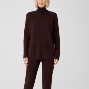 Eileen Fisher Cozy Stand Up Colar Merino Wool Sweater Petite Small Color Cassis